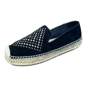 Jack Rogers Women’s 9 Black Suede Embroidered Bohemian Chic Espadrilles